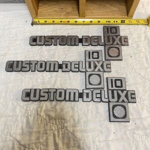 Vintage Set Lot of 3 Pcs 1980s Chevy Truck Custom Deluxe 10 Emblems Logos